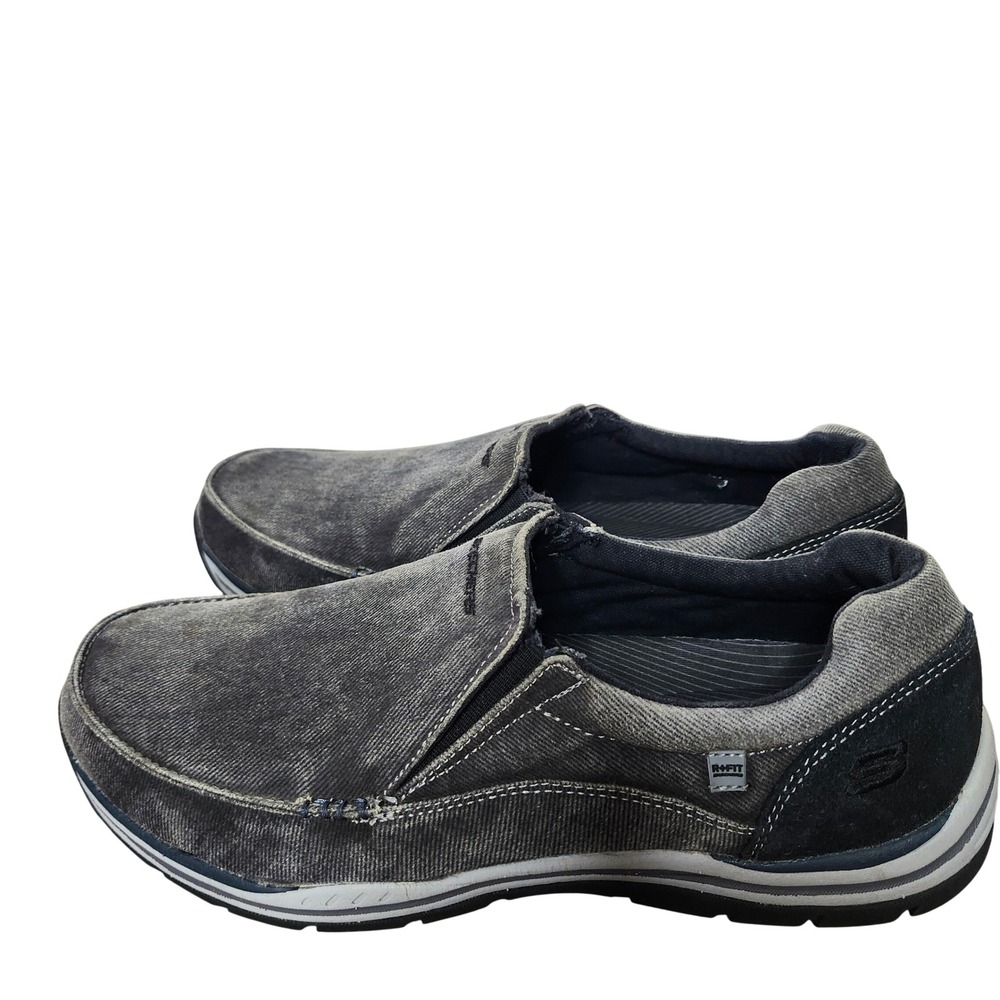 Skechers Avillo Relaxed Fit Memory Foam Slip On Canvas Loafers Gray Mens 12M